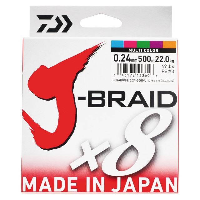 Fio Daiwa J Braid X8 500m Multicolor 0.24mm
