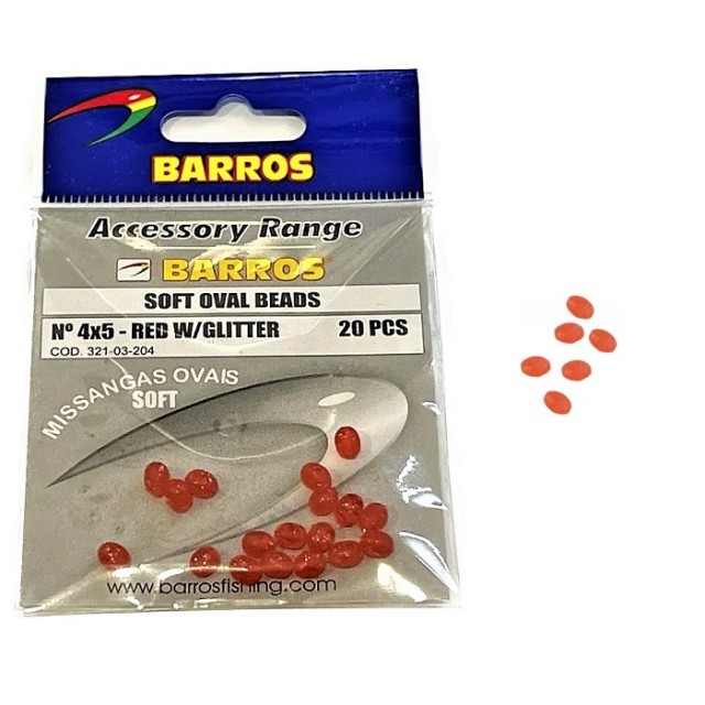 Barros Soft Oval Beads 4x5 Red Glitter