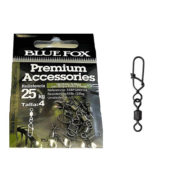 BlueFox Black Rolling Swivel w/Danish Snap Nº8