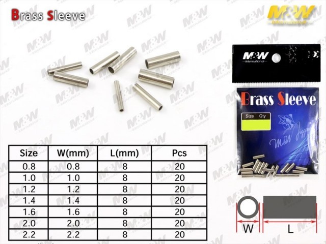 M&M Brass Sleeve Tam. 0.8mm 20pcs