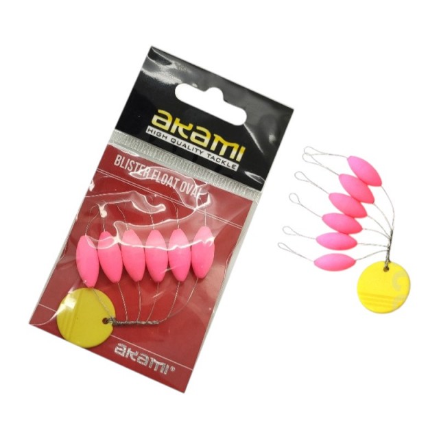 Flutuador Oval Akami Rosa Luminoso 6x13.5mm 6pcs