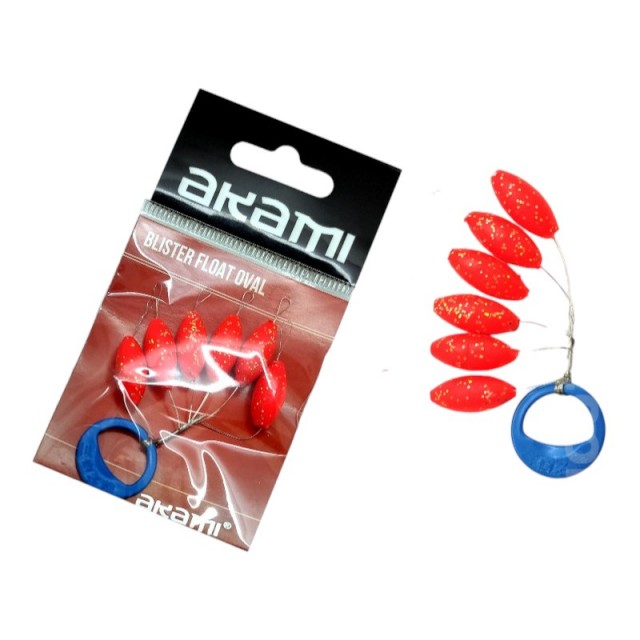 Flutuador Oval Akami Vermelho C/ Glitter 6x13.5mm 6pcs