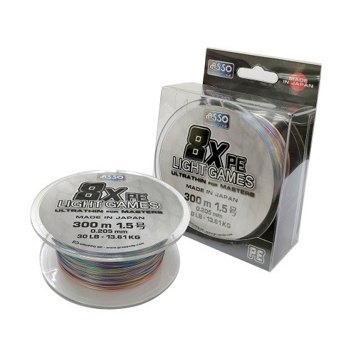 Fio Asso 8X PE Light Games 0.165mm 300m Multicolor