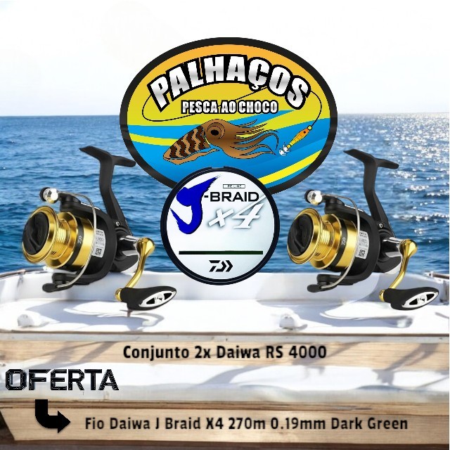 Conjunto 2x RS 4000 + Fio Grupo Palhaos PescaaoChoco