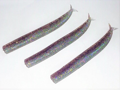 3 Corpos Fiiish Crazy Sandeel 180mm cor:Purple Glitter
