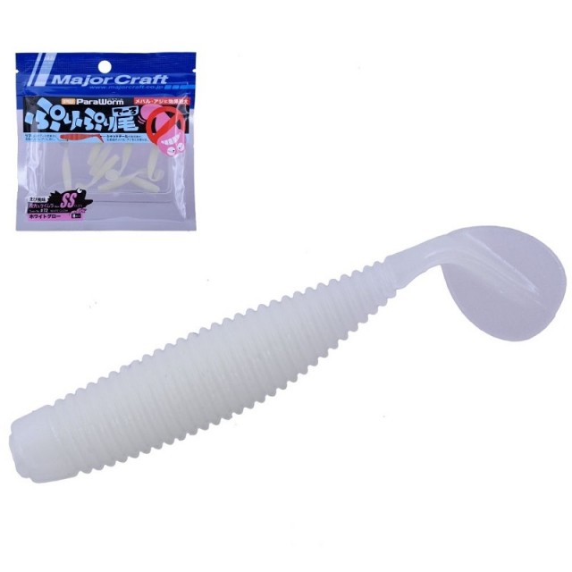 Major Craft Para Worm Plump Tail 1.5 Cor: #72 White Glow