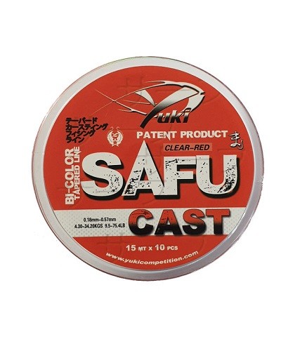 Yuki Safu Cast Tapared Line 0.26-0.57mm 15x10m Red